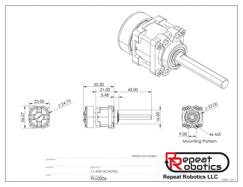 Repeat Pro 2006 Brushless Gearmotor